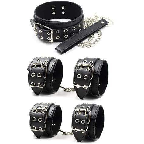 Adult Sexy Lingerie Pu Leather Handcuffs Ankle Cuffs Collar For Sex