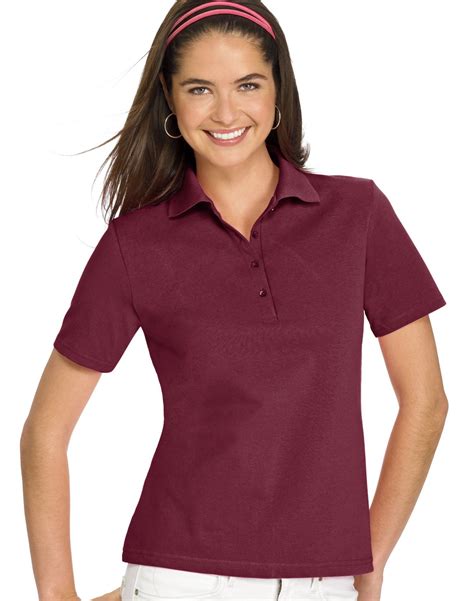 comfortsoft womens cotton pique polo shirt   maroon walmartcom
