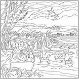 Coloring Adult Pages Calm Printable Lake sketch template