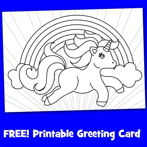 printable unicorn birthday card  color printable cards