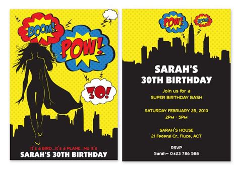 Super Woman Party Invitations Personalised Super Woman Party