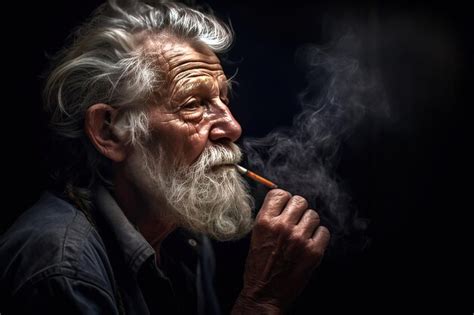 Premium Ai Image An Old Man With A Beard Smokes A Cigarette An Old