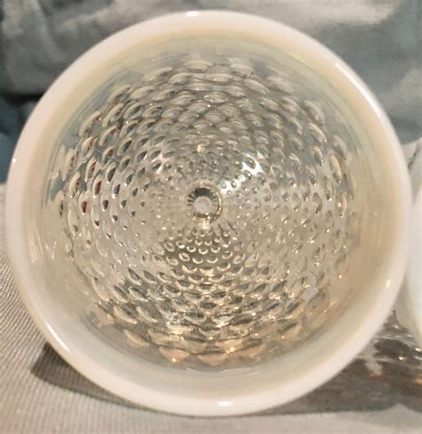 Vintage Clear White Hobnail 8 Ounce Pedestal Drinking Water Glasses