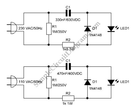 ac powered led simple circuit diagram