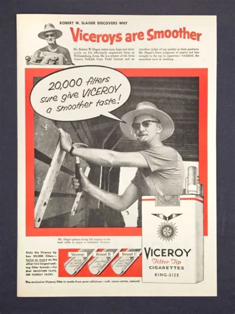 Viceroy Cigarettes Ad Vintage 1956 Original Advertisement 14 47 Picclick