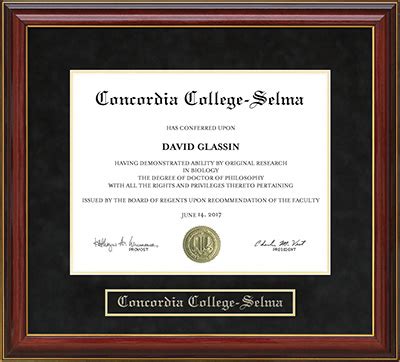 concordia college selma mahogany diploma frame wordyisms