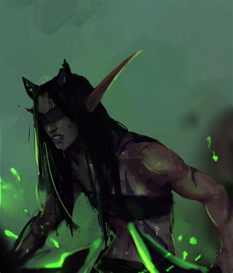 Illidari Night Elf Kaldorei Demon Hunter Daily World Of Warcraft Art