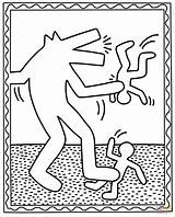 Haring Keith Colorare Werewolf Attacks Colorier Loup Supercoloring Attaques Garou sketch template