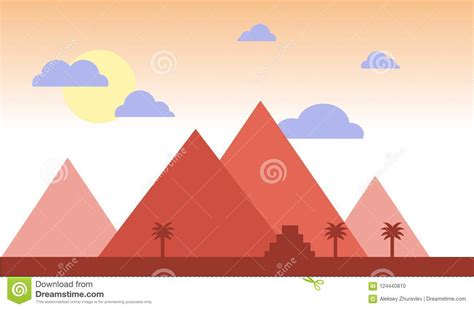 Egypt Pyramids With Palms In Desert Flat Design Travel