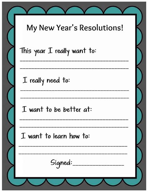 years resolution printable family  years eve  years