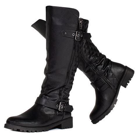 room  fashion wide calf wide width womens lug sole knee high riding boots  hidden