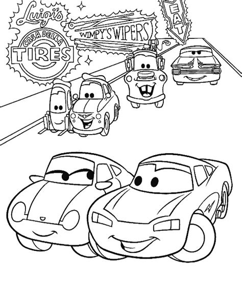 lightning mcqueen  sally coloring page