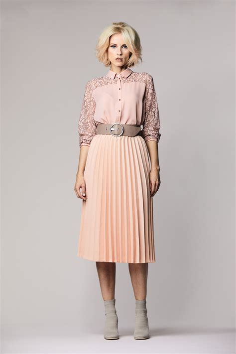 lace blouse item code  pleated skirt item code  fashion skirt outfits skirt fashion