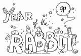 Year Rabbit Chinese Coloring Colouring Zodiac Pages Animals Colour Popular Happy sketch template