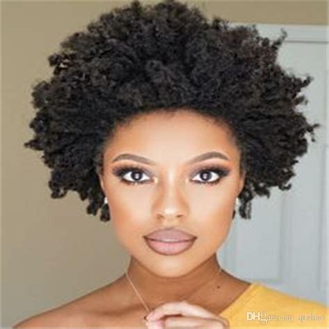 short kinky curly wigs human hair afro wig  black women natural daily full wigs  wig cap