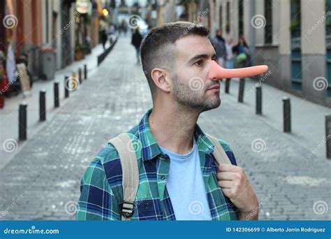 man    long nose outdoors stock image image  face large