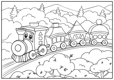 cartoon train coloring page  print  color