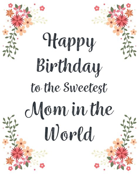 happy birthday mom printable card