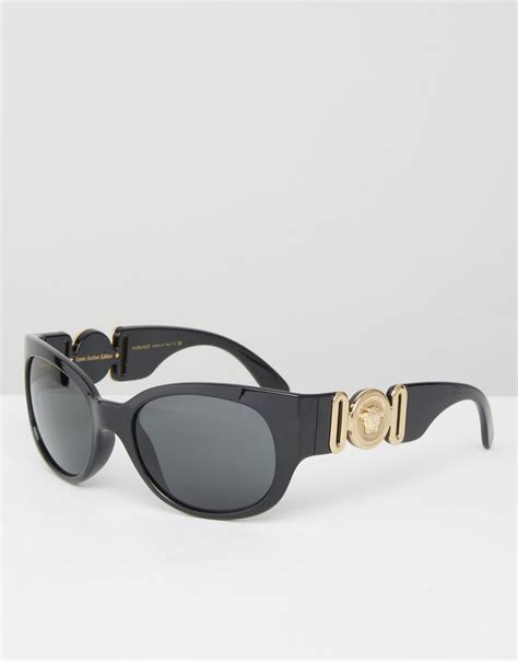 Lyst Versace Square Sunglasses With Side Medusa In Black