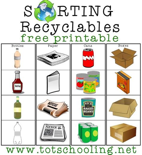 sorting recyclables  printable  printable activities  earth
