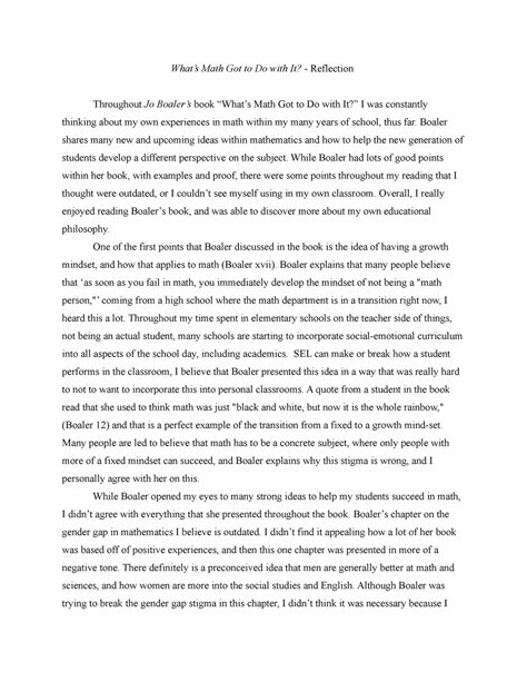 reflection essay whats math      reflection