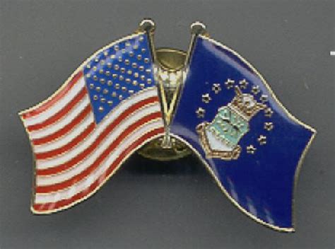 air force logo and usa flag crossed flags lapel pin