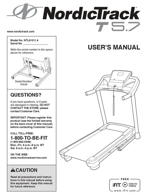nordictrack   treadmill manual   manualslib