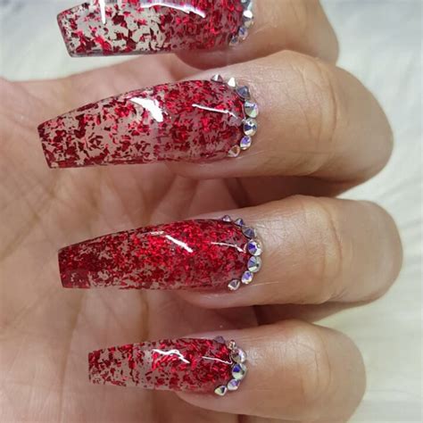 red  glitter nails nails design ideas
