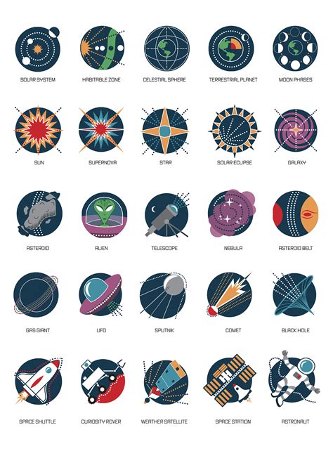 outer space symbol set  behance