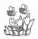 Bee Kids Flower Coloring Pages Drawing Flowers Bees Funny Printable Cartoon Wuppsy Getdrawings Color Honey Clipart sketch template