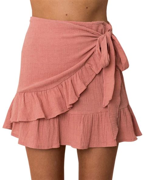 sysea womens floral a line mini skirts wrap pleated ruffle hem cute