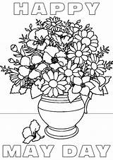 May Flowers Happy Colouring Printables Coloring Printable Basket Baskets Vase Template Spring Rooftoppost sketch template