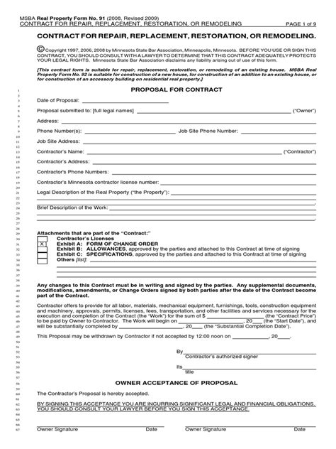 home repair contract template    insurance general
