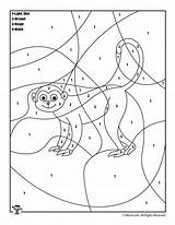 Number Color Coloring Monkey Animal Pages Preschool Printable Kids Activities Numbers Woojr Print Choose Board sketch template