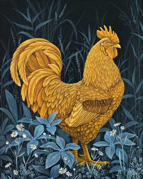 golden rooster print