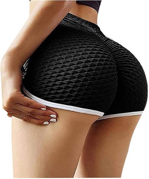 Chechury Women Butt Lifting Yoga Shorts Fashion Bubble Textured Tummy
