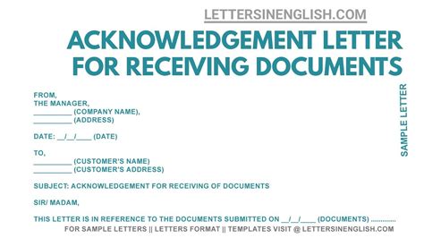 acknowledgement letter  receiving original documents