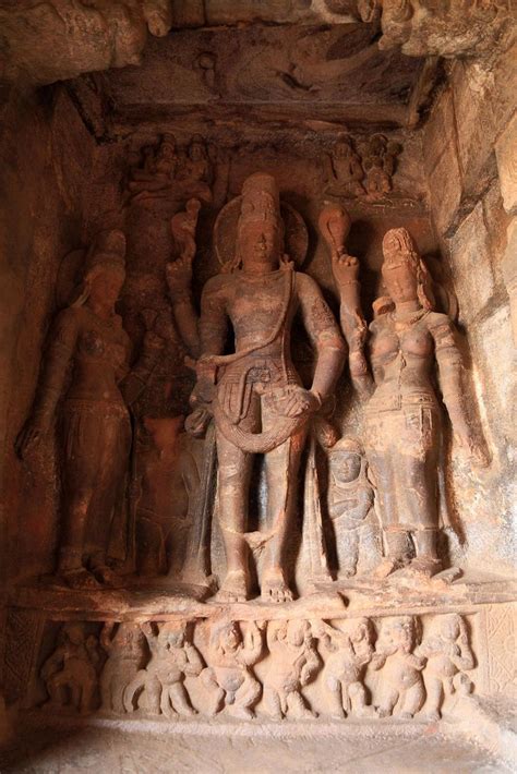 Cave 1 Parvathi Harihara And Lakshmi Lion Sculpture Ancient Art