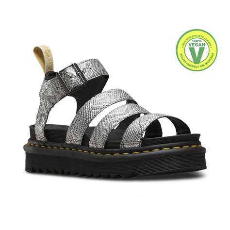 dr martens blaire womens vegan sandals metallic snake