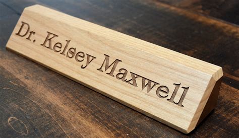 personalized wooden desk  plates   solid adler wood etsy