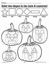 Shapes Jack Worksheets Coloring Pages Lantern Printable Preschool Shape Color Kindergarten Preschoolers Fall Halloween Worksheet Lanterns Printables Drawing Activities Pumpkin sketch template