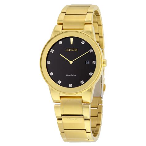 citizen mens au  axiom gold tone stainless steel