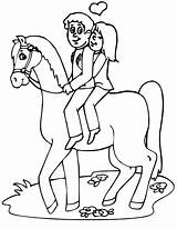 Horseback Cheval Cavalier Amour Sweethearts Coloringhome Thèmes Associés sketch template
