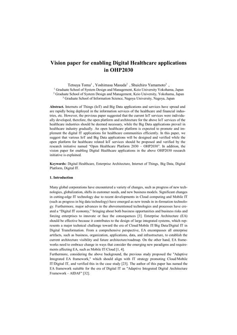 vision paper  enabling digital healthcare applications  ohp