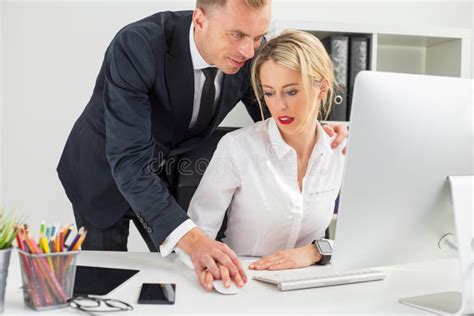 Boss Touching His Secretary Stock Image Image Of Harassment