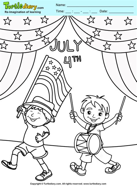 july parade turtle diary coloring sheet