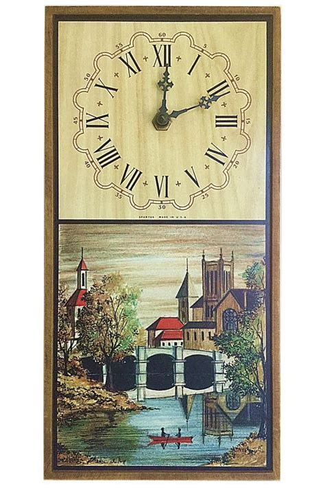 spartus corded clock clock yellow clocks river painting