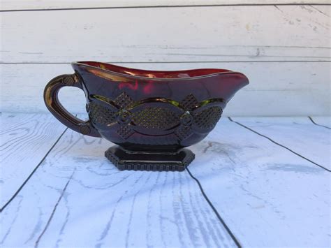 Avon Ruby Red 1876 Cape Cod Collection Gravy Boat Etsy Ruby Red
