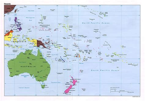 high resolution large detailed political map  australia  oceania