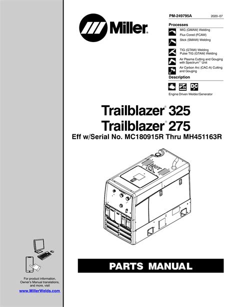 miller trailblazer  gas part manual manualzz